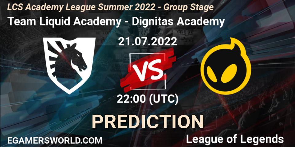 Prognoza Team Liquid Academy - Dignitas Academy. 21.07.2022 at 22:00, LoL, LCS Academy League Summer 2022 - Group Stage
