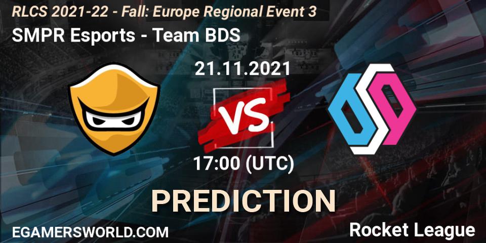 Prognoza SMPR Esports - Team BDS. 21.11.2021 at 17:00, Rocket League, RLCS 2021-22 - Fall: Europe Regional Event 3