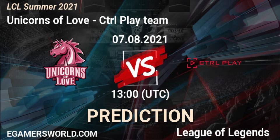 Prognoza Unicorns of Love - Ctrl Play team. 07.08.2021 at 13:00, LoL, LCL Summer 2021