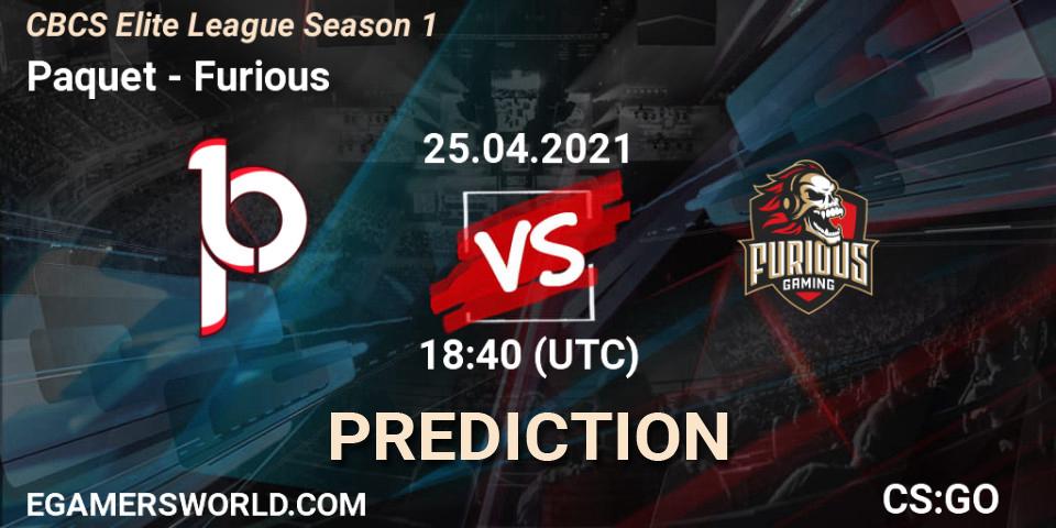 Prognoza Paquetá - Furious. 25.04.2021 at 18:40, Counter-Strike (CS2), CBCS Elite League Season 1