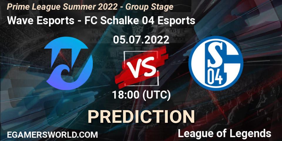 Prognoza Wave Esports - FC Schalke 04 Esports. 05.07.2022 at 18:00, LoL, Prime League Summer 2022 - Group Stage