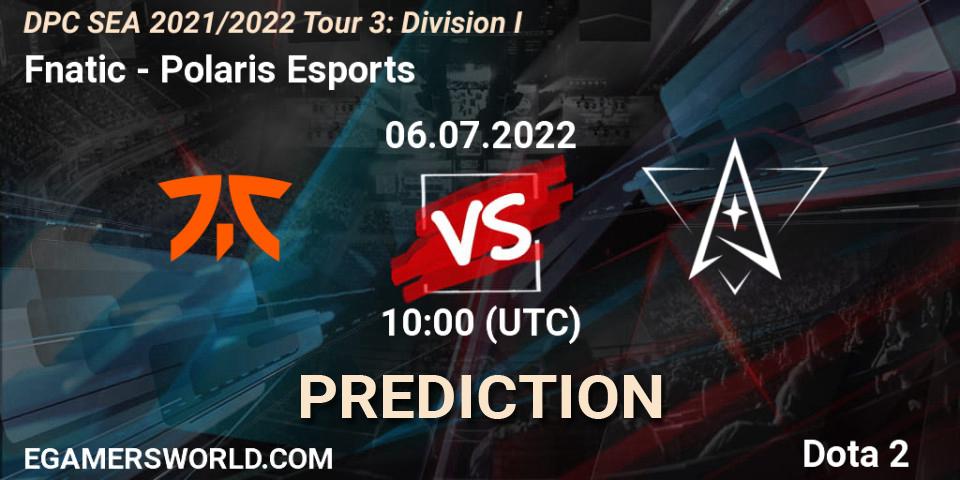 Prognoza Fnatic - Polaris Esports. 06.07.22, Dota 2, DPC SEA 2021/2022 Tour 3: Division I