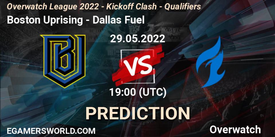 Prognoza Boston Uprising - Dallas Fuel. 29.05.2022 at 19:00, Overwatch, Overwatch League 2022 - Kickoff Clash - Qualifiers