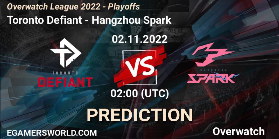 Prognoza Toronto Defiant - Hangzhou Spark. 02.11.22, Overwatch, Overwatch League 2022 - Playoffs