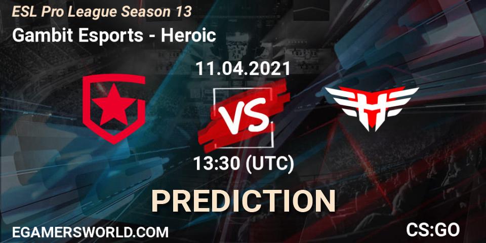 Prognoza Gambit Esports - Heroic. 11.04.2021 at 13:30, Counter-Strike (CS2), ESL Pro League Season 13