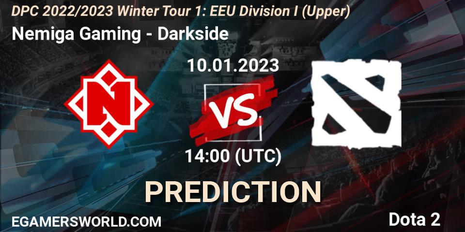 Prognoza Nemiga Gaming - Darkside. 10.01.2023 at 14:16, Dota 2, DPC 2022/2023 Winter Tour 1: EEU Division I (Upper)