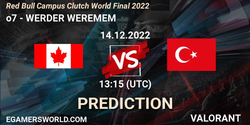 Prognoza o7 - WERDER WEREMEM. 14.12.2022 at 13:15, VALORANT, Red Bull Campus Clutch World Final 2022