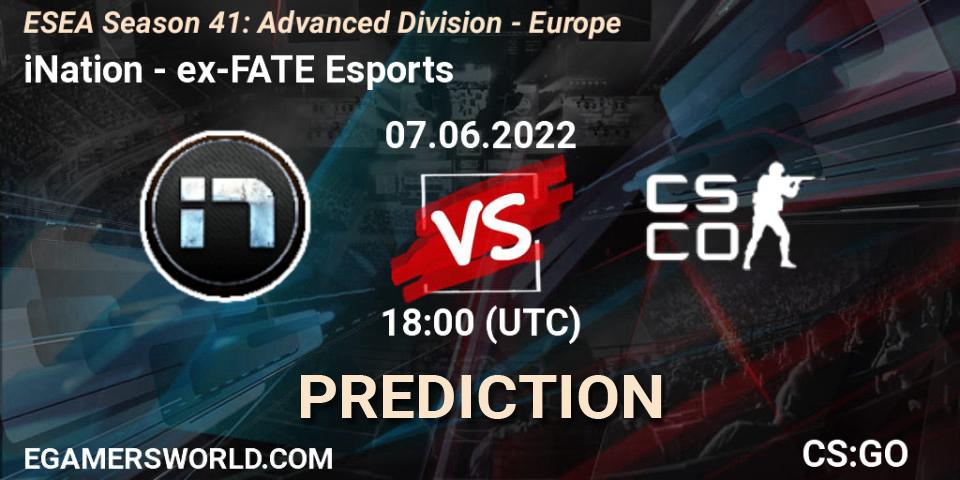 Prognoza iNation - ex-FATE Esports. 07.06.2022 at 18:00, Counter-Strike (CS2), ESEA Season 41: Advanced Division - Europe