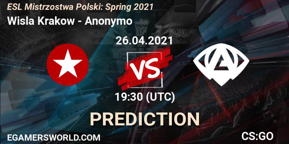 Prognoza Wisla Krakow - Anonymo. 26.04.2021 at 19:45, Counter-Strike (CS2), ESL Mistrzostwa Polski: Spring 2021