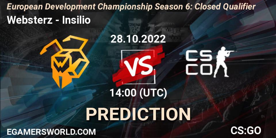 Prognoza Websterz - Insilio. 28.10.2022 at 14:00, Counter-Strike (CS2), European Development Championship Season 6: Closed Qualifier