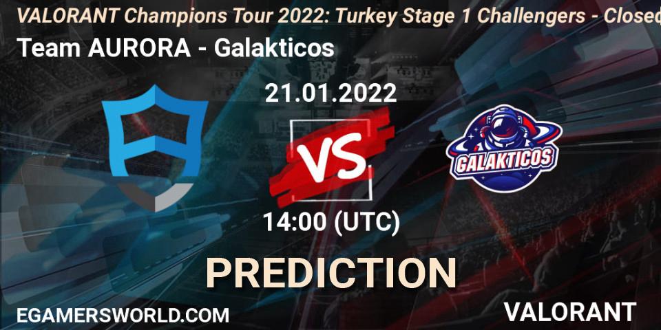 Prognoza Team AURORA - Galakticos. 21.01.2022 at 14:00, VALORANT, VCT 2022: Turkey Stage 1 Challengers - Closed Qualifier 2