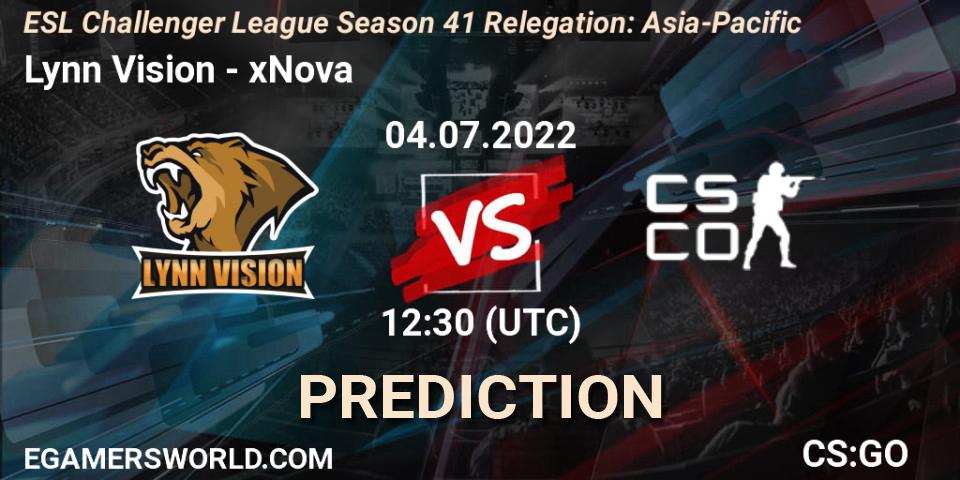 Prognoza Lynn Vision - xNova. 04.07.2022 at 12:30, Counter-Strike (CS2), ESL Challenger League Season 41 Relegation: Asia-Pacific