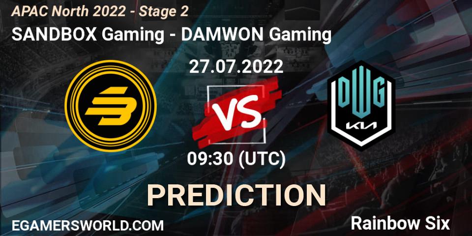Prognoza SANDBOX Gaming - DAMWON Gaming. 27.07.2022 at 09:30, Rainbow Six, APAC North 2022 - Stage 2