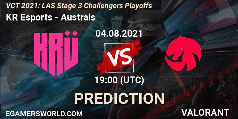 Prognoza KRÜ Esports - Australs. 04.08.2021 at 21:00, VALORANT, VCT 2021: LAS Stage 3 Challengers Playoffs