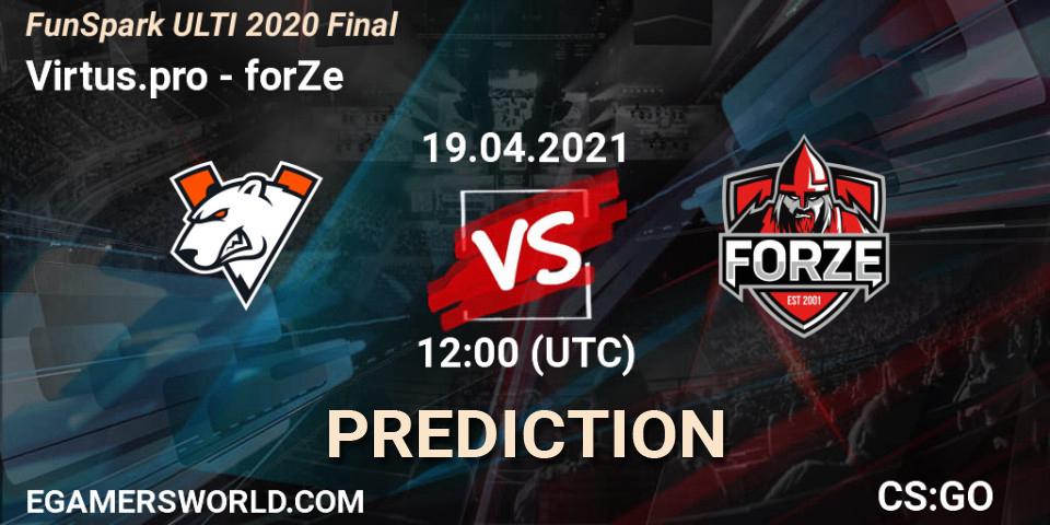 Prognoza Virtus.pro - forZe. 19.04.2021 at 12:00, Counter-Strike (CS2), Funspark ULTI 2020 Finals