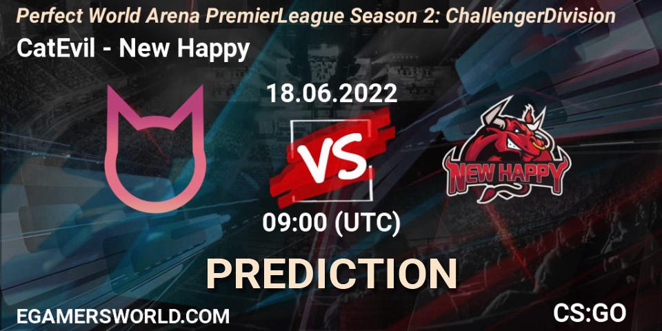 Prognoza CatEvil - New Happy. 18.06.2022 at 09:00, Counter-Strike (CS2), Perfect World Arena Premier League Season 2: Challenger Division