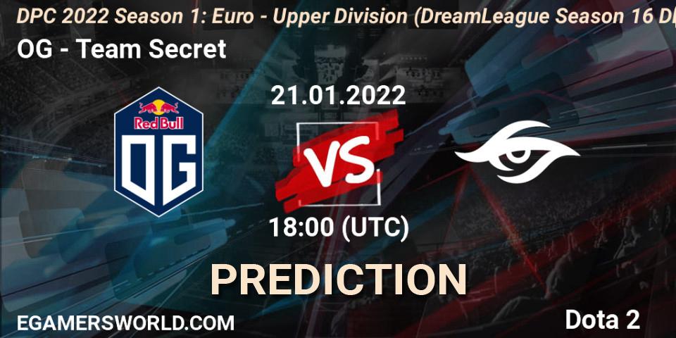 Prognoza OG - Team Secret. 21.01.2022 at 18:33, Dota 2, DPC 2022 Season 1: Euro - Upper Division (DreamLeague Season 16 DPC WEU)