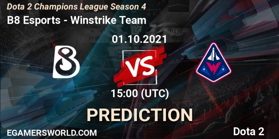Prognoza B8 Esports - Winstrike Team. 01.10.2021 at 15:57, Dota 2, Dota 2 Champions League Season 4