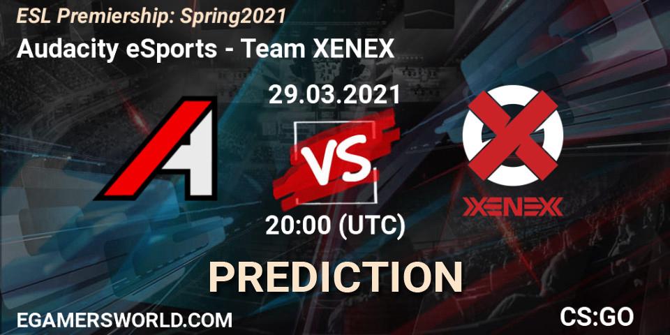 Prognoza Audacity eSports - XENEX. 29.03.2021 at 19:00, Counter-Strike (CS2), ESL Premiership: Spring 2021