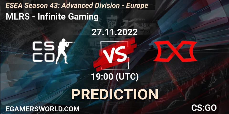 Prognoza MLRS - Infinite Gaming. 02.12.22, CS2 (CS:GO), ESEA Season 43: Advanced Division - Europe