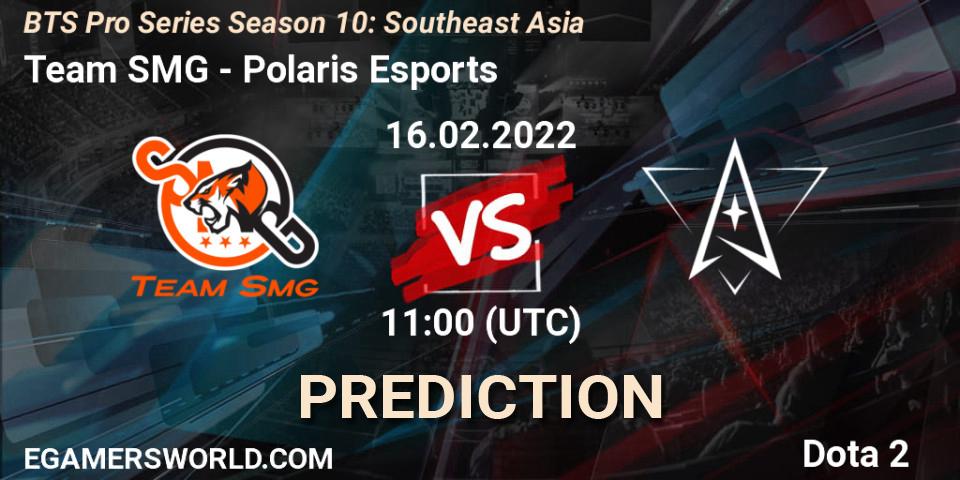 Prognoza Team SMG - Polaris Esports. 16.02.2022 at 11:06, Dota 2, BTS Pro Series Season 10: Southeast Asia