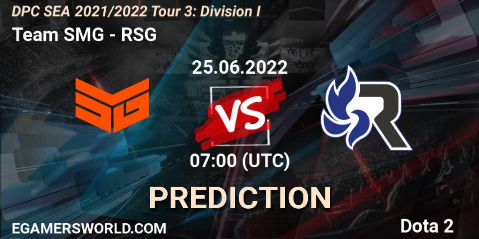 Prognoza Team SMG - RSG. 25.06.2022 at 07:31, Dota 2, DPC SEA 2021/2022 Tour 3: Division I