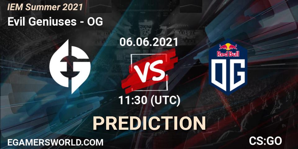 Prognoza Evil Geniuses - OG. 06.06.2021 at 11:30, Counter-Strike (CS2), IEM Summer 2021