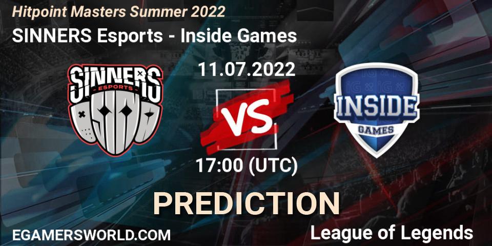 Prognoza SINNERS Esports - Inside Games. 11.07.2022 at 17:00, LoL, Hitpoint Masters Summer 2022