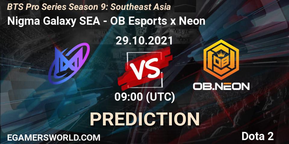 Prognoza Nigma Galaxy SEA - OB Esports x Neon. 29.10.2021 at 09:02, Dota 2, BTS Pro Series Season 9: Southeast Asia