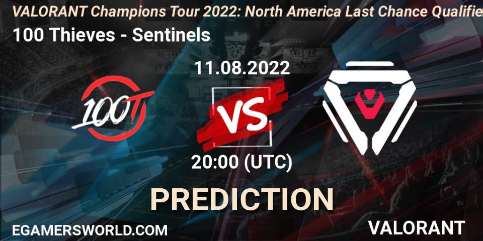 Prognoza 100 Thieves - Sentinels. 11.08.2022 at 20:15, VALORANT, VCT 2022: North America Last Chance Qualifier