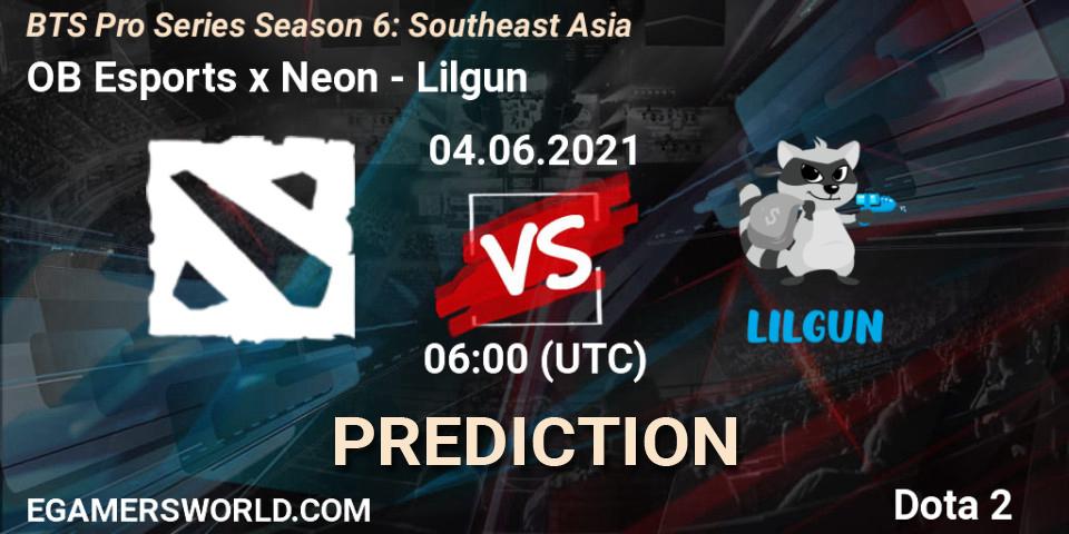 Prognoza OB Esports x Neon - Lilgun. 04.06.2021 at 06:22, Dota 2, BTS Pro Series Season 6: Southeast Asia