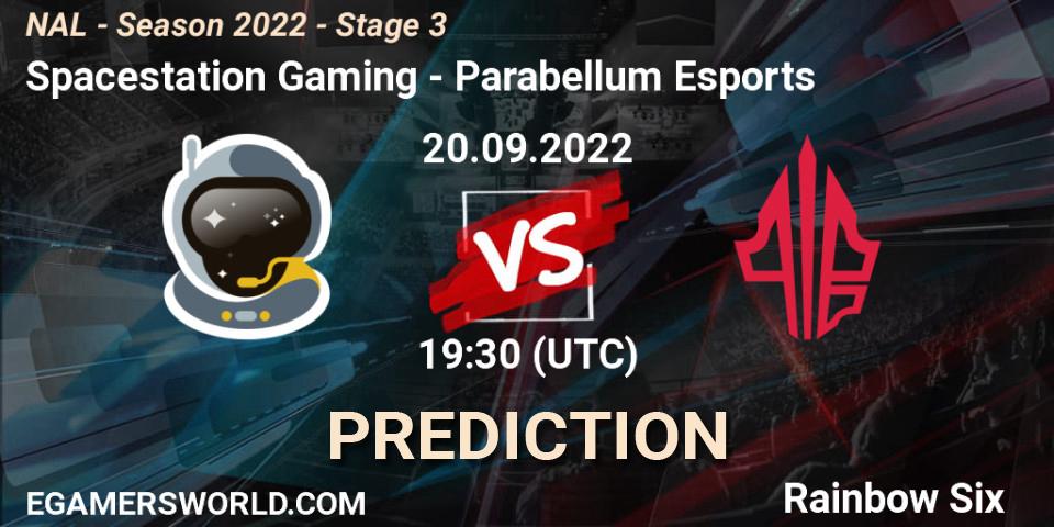 Prognoza Spacestation Gaming - Parabellum Esports. 20.09.2022 at 19:30, Rainbow Six, NAL - Season 2022 - Stage 3
