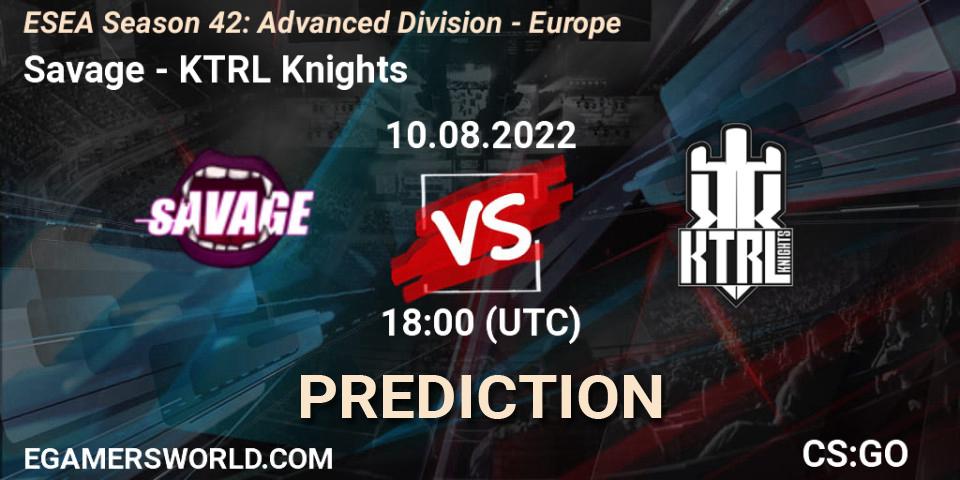 Prognoza Savage - KTRL Knights. 10.08.2022 at 18:00, Counter-Strike (CS2), ESEA Season 42: Advanced Division - Europe