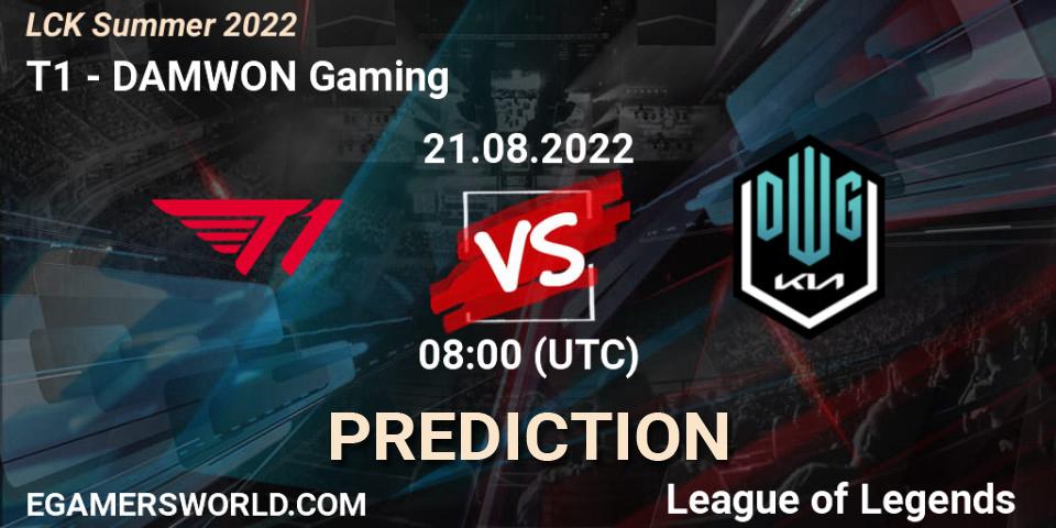 Prognoza T1 - DAMWON Gaming. 21.08.2022 at 08:00, LoL, LCK Summer 2022