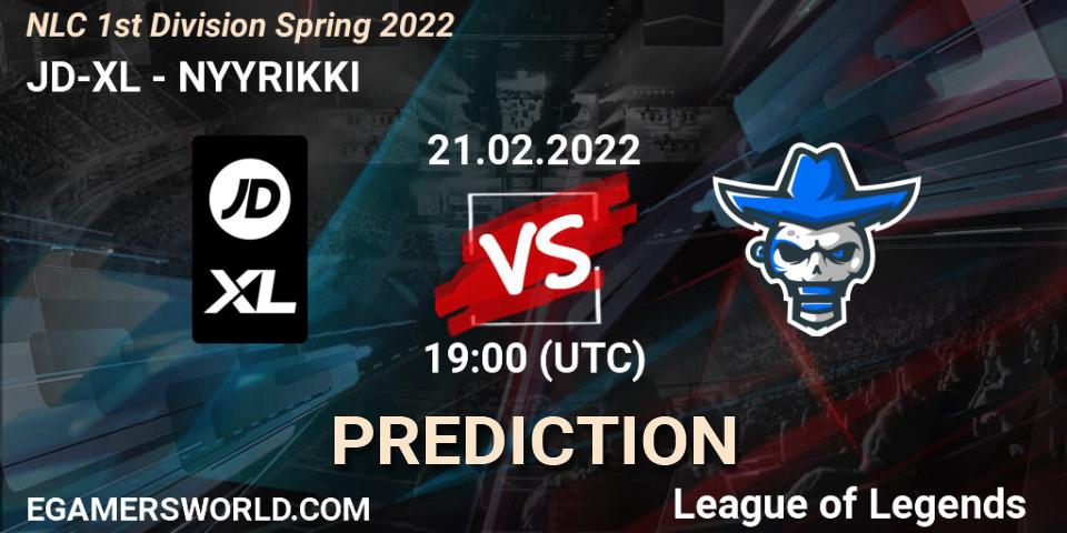 Prognoza JD-XL - NYYRIKKI. 21.02.2022 at 21:00, LoL, NLC 1st Division Spring 2022