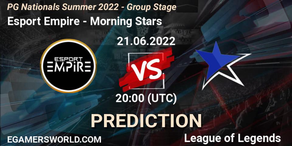 Prognoza Esport Empire - Morning Stars. 21.06.2022 at 20:00, LoL, PG Nationals Summer 2022 - Group Stage