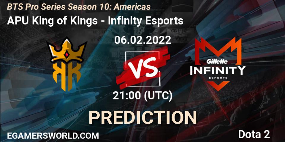Prognoza APU King of Kings - Infinity Esports. 06.02.2022 at 20:57, Dota 2, BTS Pro Series Season 10: Americas