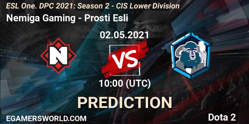 Prognoza Nemiga Gaming - Prosti Esli. 02.05.2021 at 09:55, Dota 2, ESL One. DPC 2021: Season 2 - CIS Lower Division