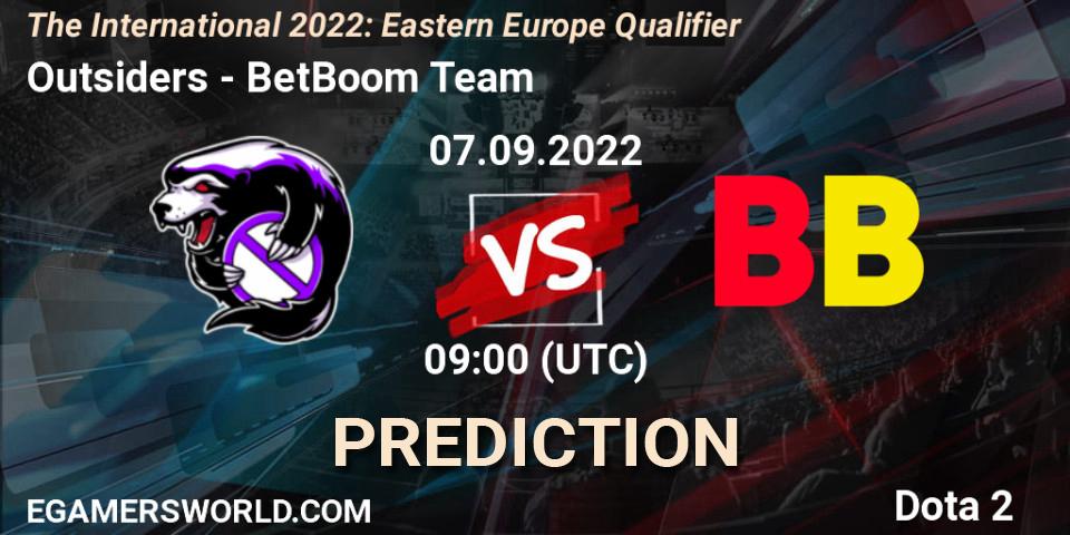 Prognoza Outsiders - BetBoom Team. 07.09.22, Dota 2, The International 2022: Eastern Europe Qualifier