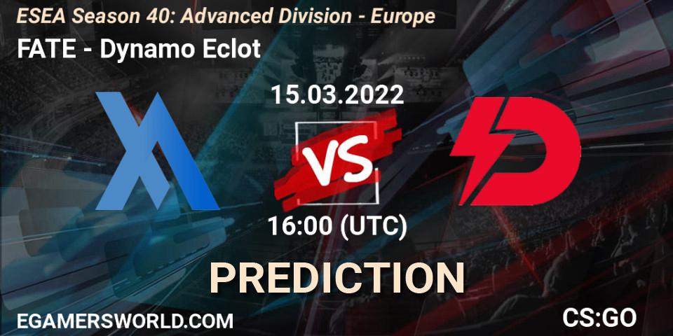 Prognoza FATE - Dynamo Eclot. 15.03.2022 at 16:00, Counter-Strike (CS2), ESEA Season 40: Advanced Division - Europe