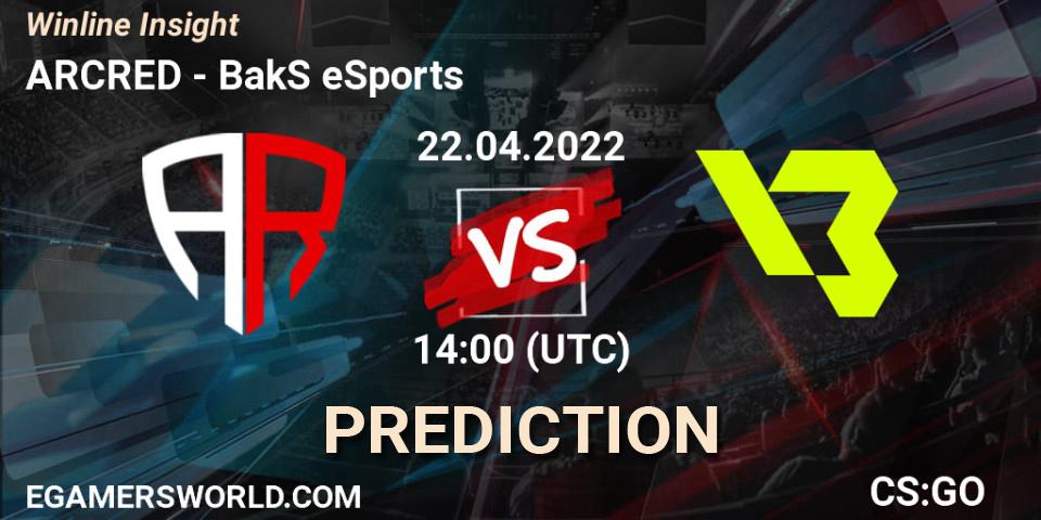 Prognoza ARCRED - BakS eSports. 22.04.2022 at 14:00, Counter-Strike (CS2), Winline Insight