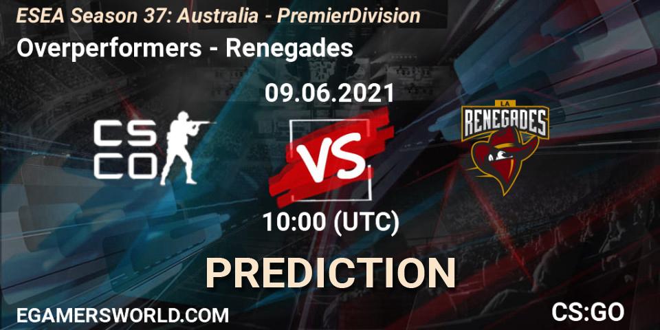 Prognoza Overperformers - Renegades. 09.06.2021 at 10:00, Counter-Strike (CS2), ESEA Season 37: Australia - Premier Division