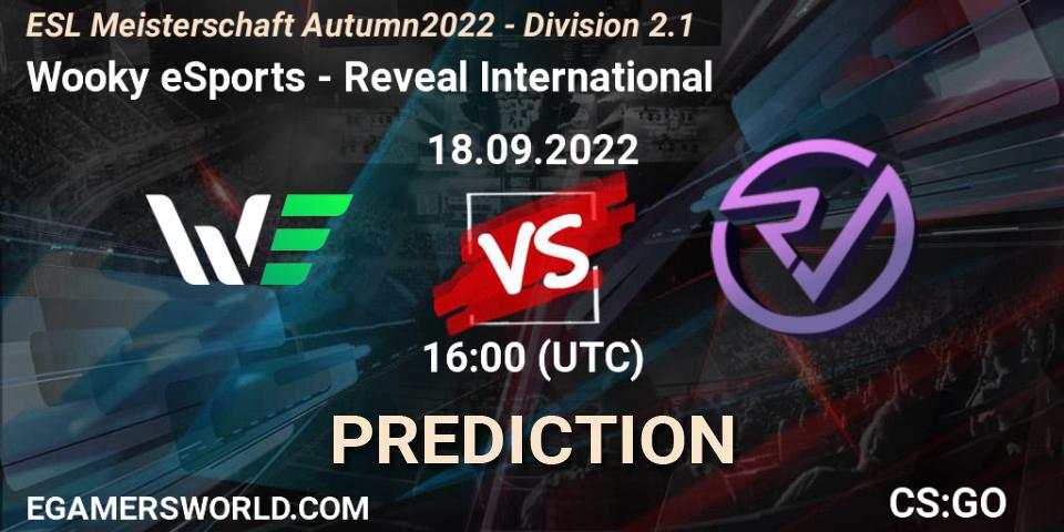 Prognoza Wooky eSports - Reveal International. 18.09.2022 at 16:00, Counter-Strike (CS2), ESL Meisterschaft Autumn 2022 - Division 2.1