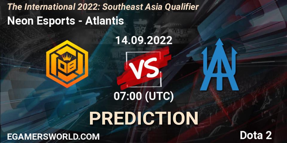 Prognoza Neon Esports - Atlantis. 14.09.2022 at 08:32, Dota 2, The International 2022: Southeast Asia Qualifier