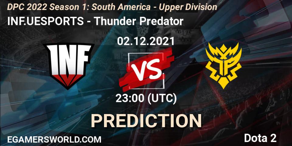 Prognoza INF.UESPORTS - Thunder Predator. 02.12.21, Dota 2, DPC 2022 Season 1: South America - Upper Division