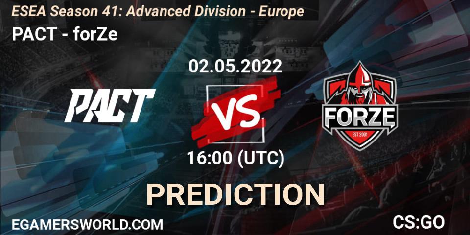 Prognoza PACT - forZe. 03.06.2022 at 15:00, Counter-Strike (CS2), ESEA Season 41: Advanced Division - Europe