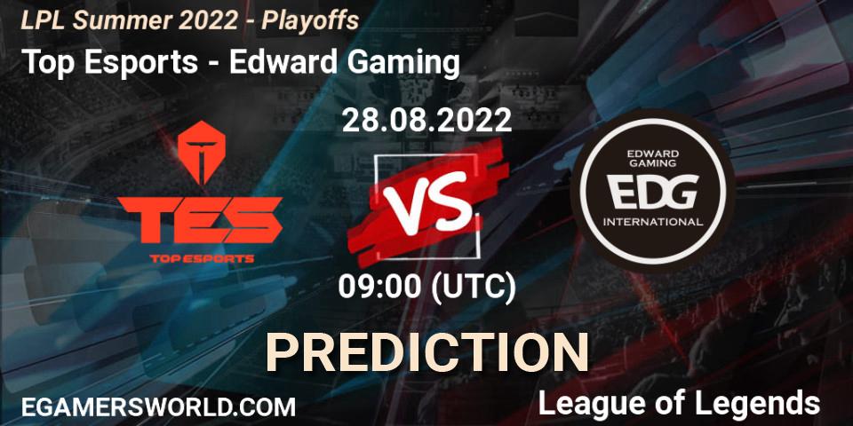 Prognoza Top Esports - Edward Gaming. 28.08.2022 at 09:00, LoL, LPL Summer 2022 - Playoffs