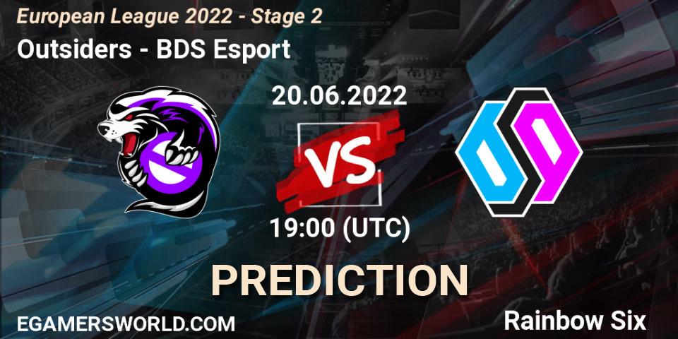 Prognoza Outsiders - BDS Esport. 20.06.2022 at 19:00, Rainbow Six, European League 2022 - Stage 2