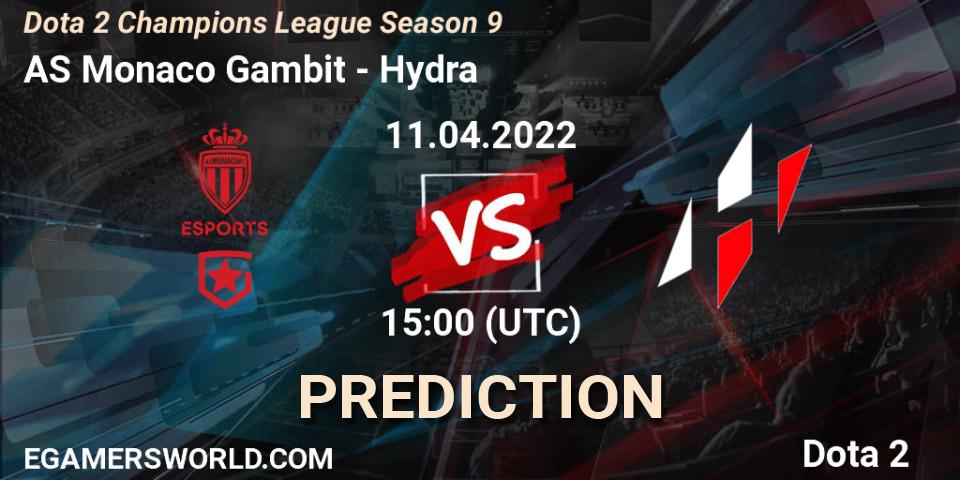 Prognoza AS Monaco Gambit - Hydra. 11.04.22, Dota 2, Dota 2 Champions League Season 9