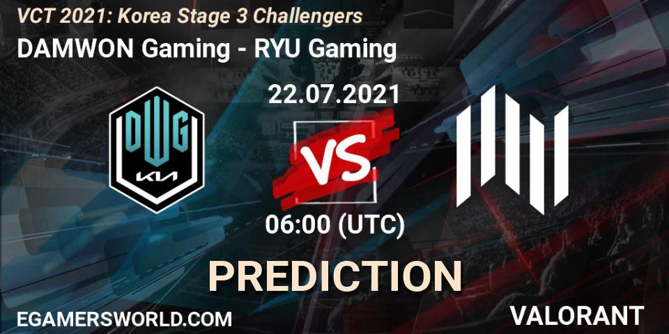 Prognoza DAMWON Gaming - RYU Gaming. 22.07.2021 at 06:00, VALORANT, VCT 2021: Korea Stage 3 Challengers